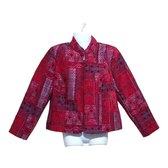 NWOT Molly and Max Red Aztec Jacket Sz Medium Petite - Picture 1 of 10
